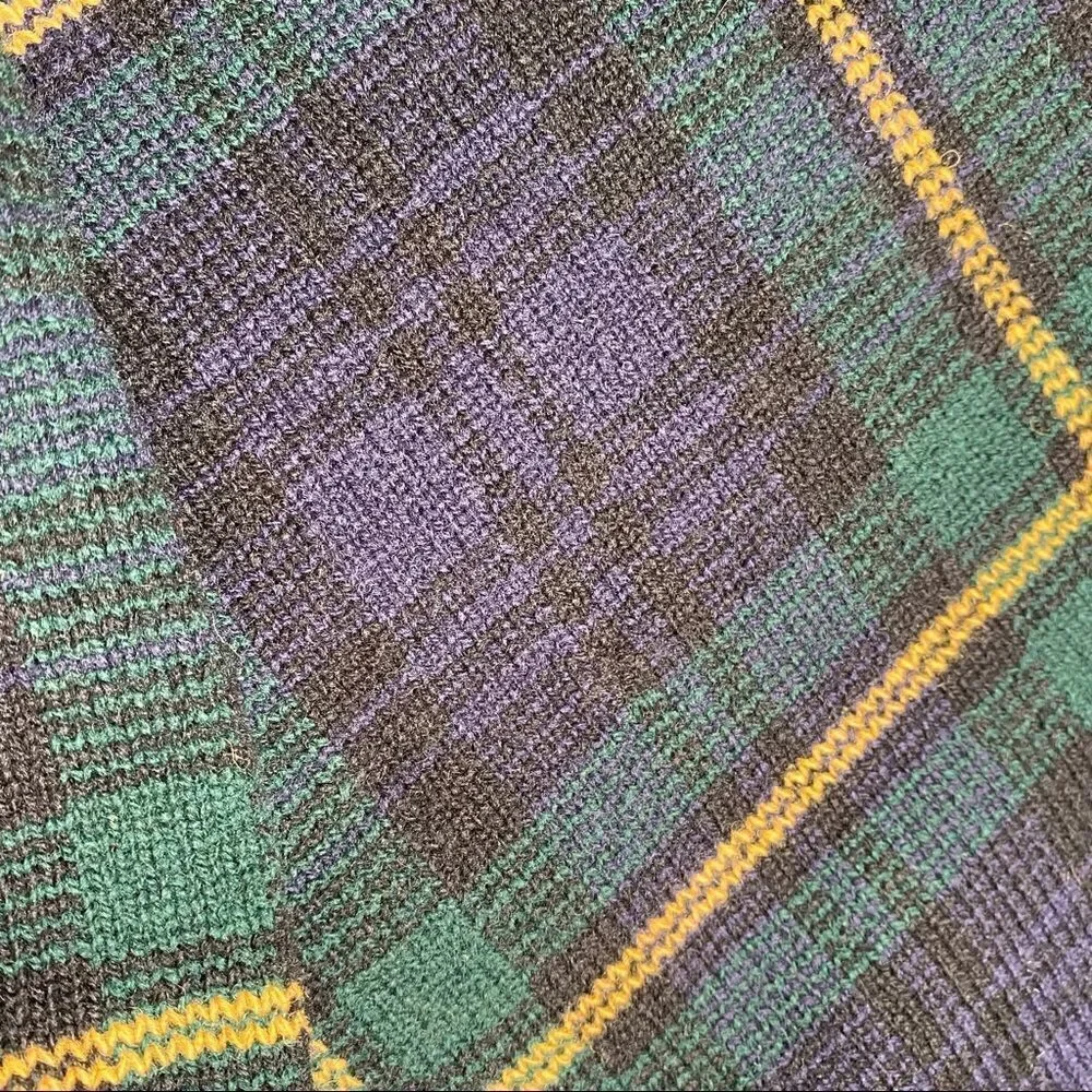 Polo Ralph Lauren ~ Tartan Plaid Merino Wool & Suede Crewneck Sweater